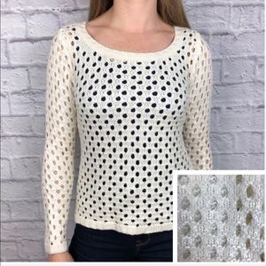 🍃 Olive & Oak Ivory Iridescent Open Knit Sweater